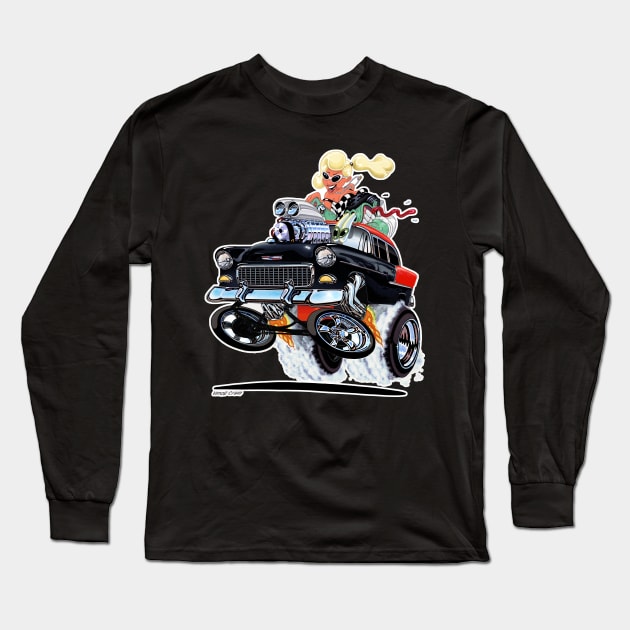 High FIVE'n Black -n- Red 1955 chevy Long Sleeve T-Shirt by vincecrain